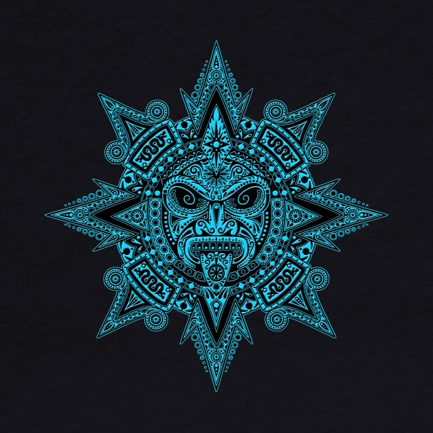 Ancient Blue and Black Mayan Sun Mask by jeffbartels